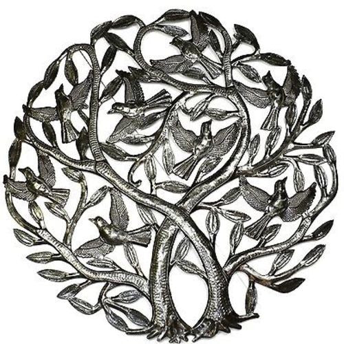 Double Tree of Life Metal Wall Art 24-inch Diameter