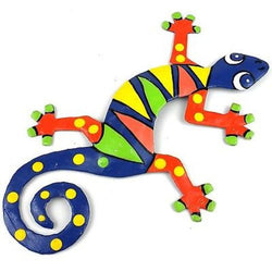 Eight Inch Blue ZigZag Metal Gecko