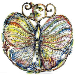 24-Inch Painted Butterfly and Gecko Metal Wall Art