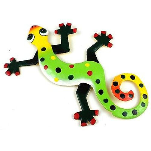 Eight Inch Green Feet Metal Gecko