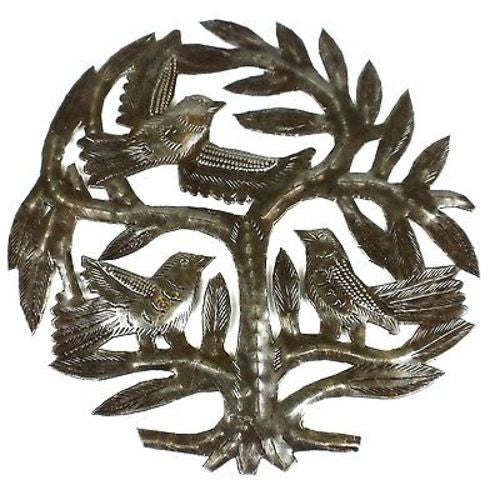 Haitian Steel Drum Tree of Life 8 inch Wall Art