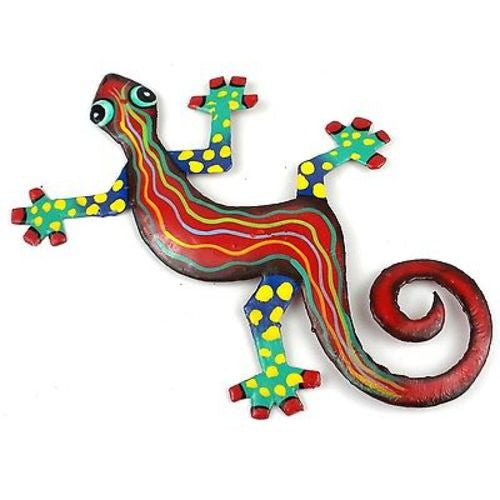 Eight Inch Red Wave Metal Gecko