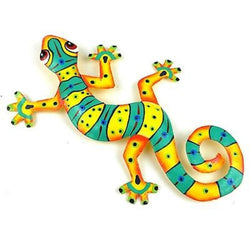 Eight Inch Green Stripe Metal Gecko